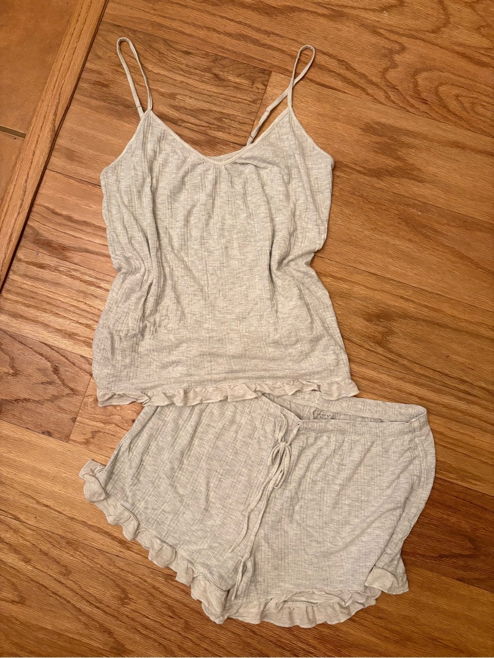 Women’s Light Gray Ruffle Cami & Short Sleep Set LOVE by Gap TrueSleep